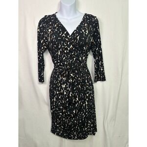 A Pea in the Pod Maternity Faux Wrap Dress‎ Leopard Print Black Brown Small